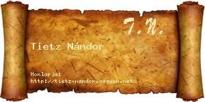 Tietz Nándor névjegykártya